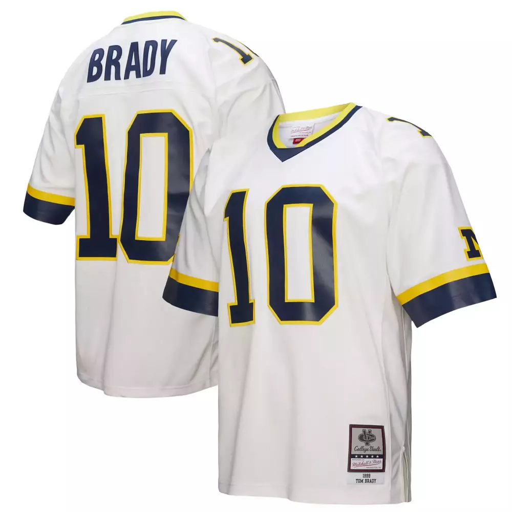 Tom Brady 10 Michigan Wolverines Jersey White College Vault 1999 Men Replica Navy