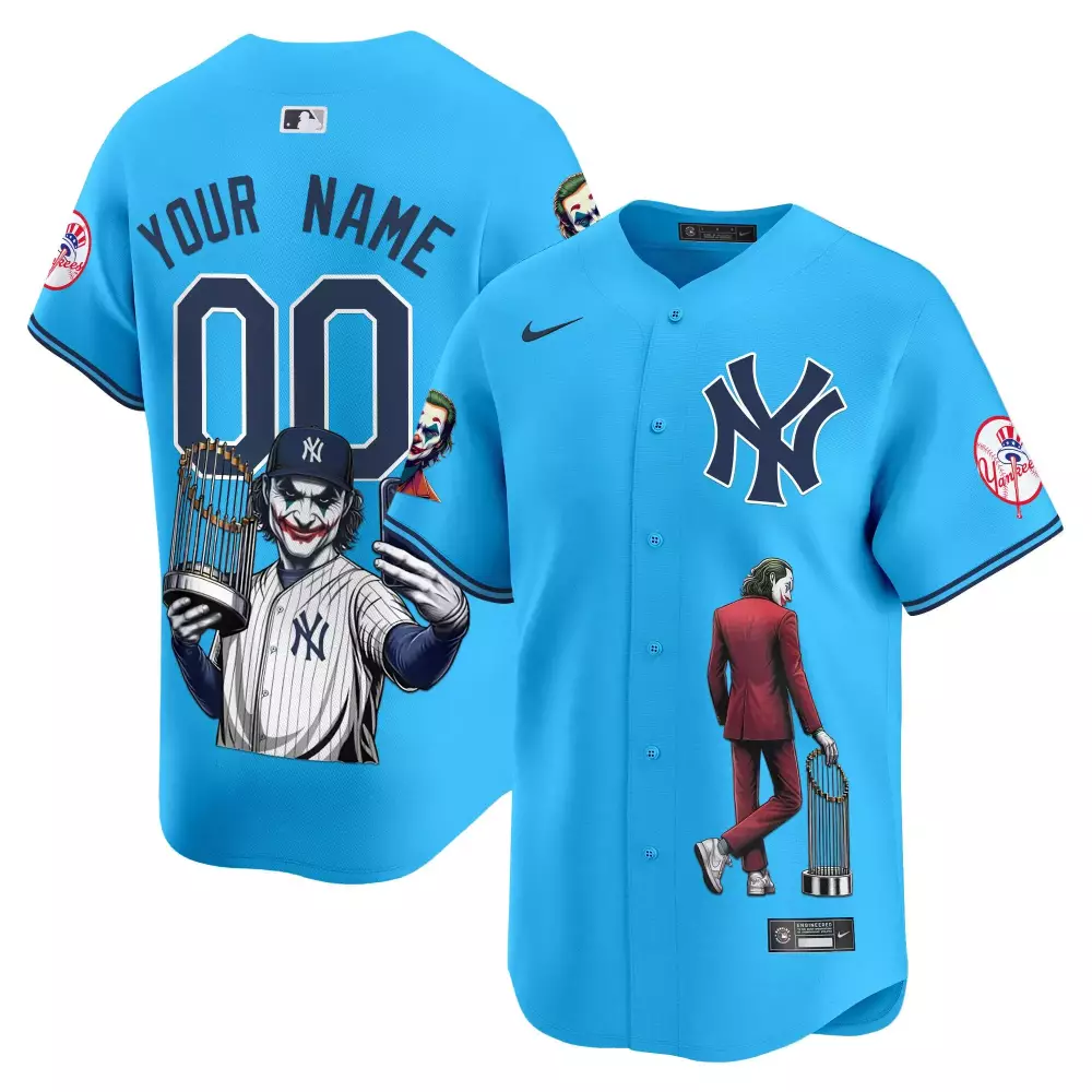 Custom New York Yankees Jersey Light Blue Joker Men Authentic Design Navy White Vapor