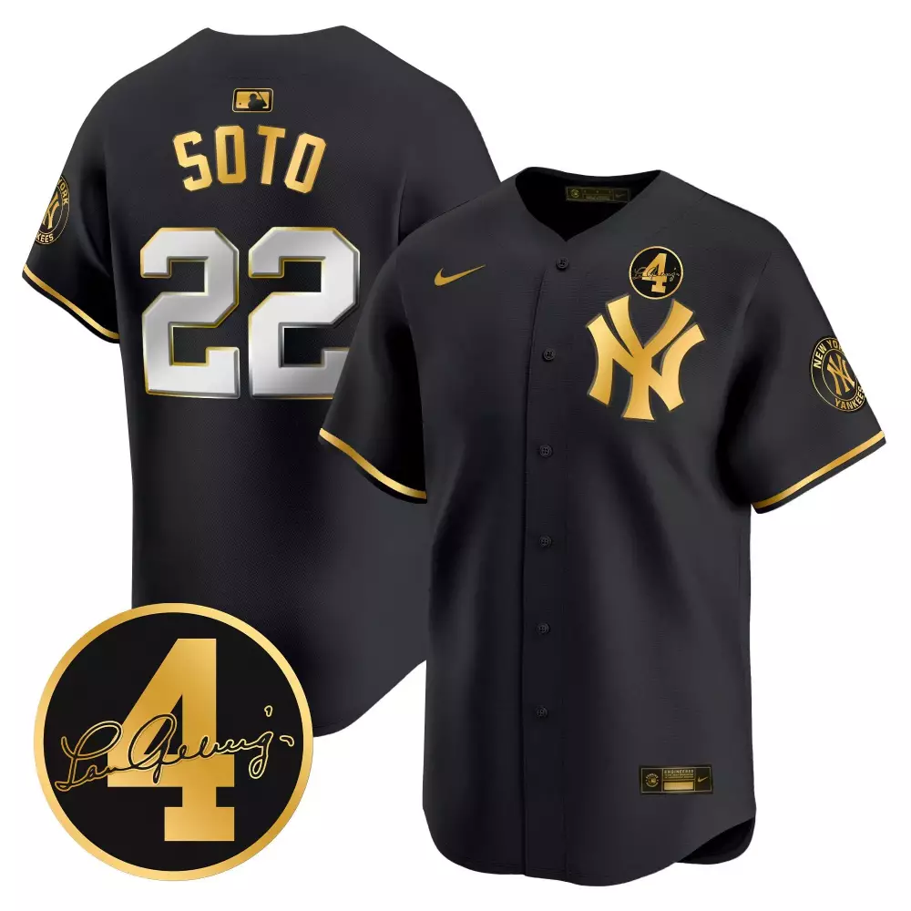 Soto 22 New York Yankees Jersey Black 44 Men Authentic Gold White Vapor Premier Limited