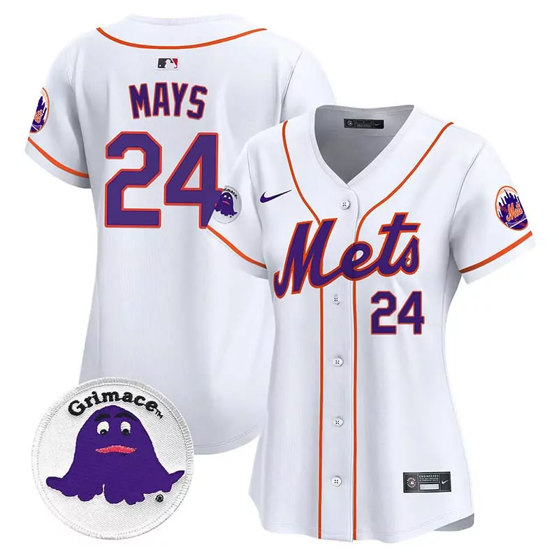 Willie Mays 24 New York Mets Jersey White Grimace Women Stitched Orange Purple Vapor
