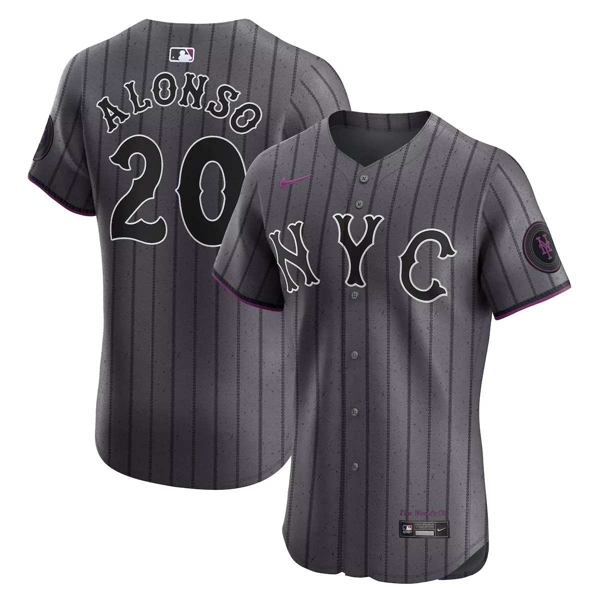 Pete Alonso 20 New York Mets Jersey Gray City Connect Men Authentic Alternate Purple