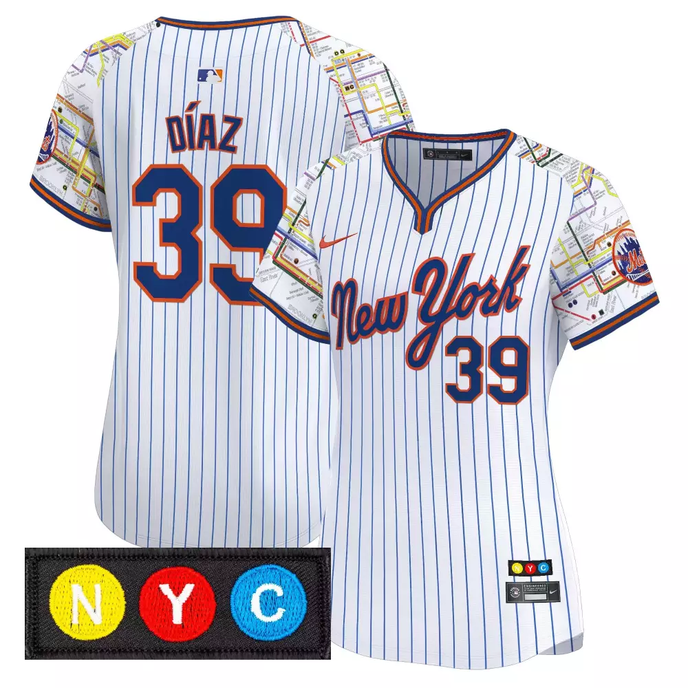 Daz Nyc 39 New York Mets Jersey White Subway Map Men Authentic Alternate Custom Design