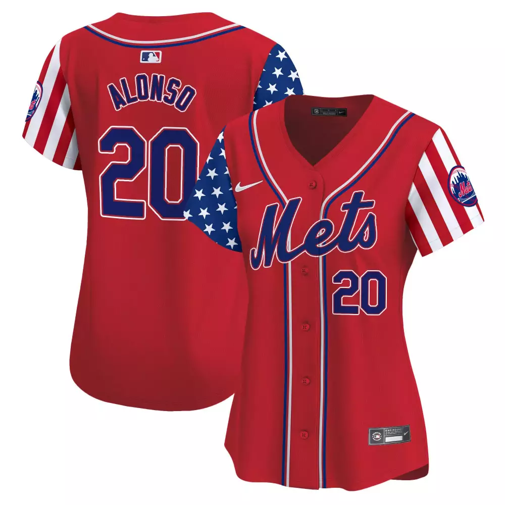 Pete Alonso 20 New York Mets Jersey Red Stars And Stripes Men Authentic Split Custom Design