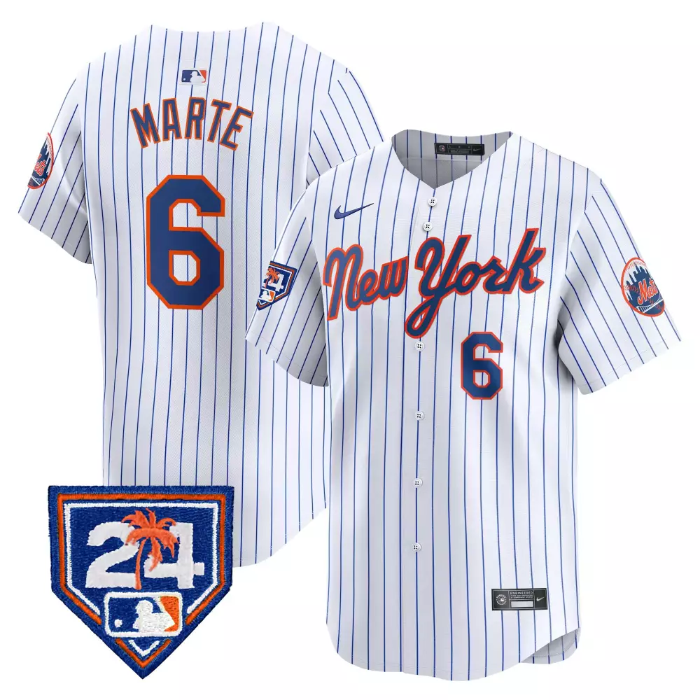 Starling Marte 6 New York Mets Jersey White City Connect Men Authentic Custom Design