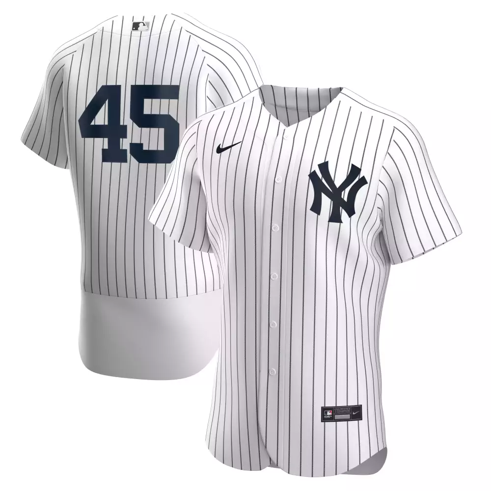 Custom New York Yankees 45 Jersey White Men Authentic Navy Stitched Vapor All
