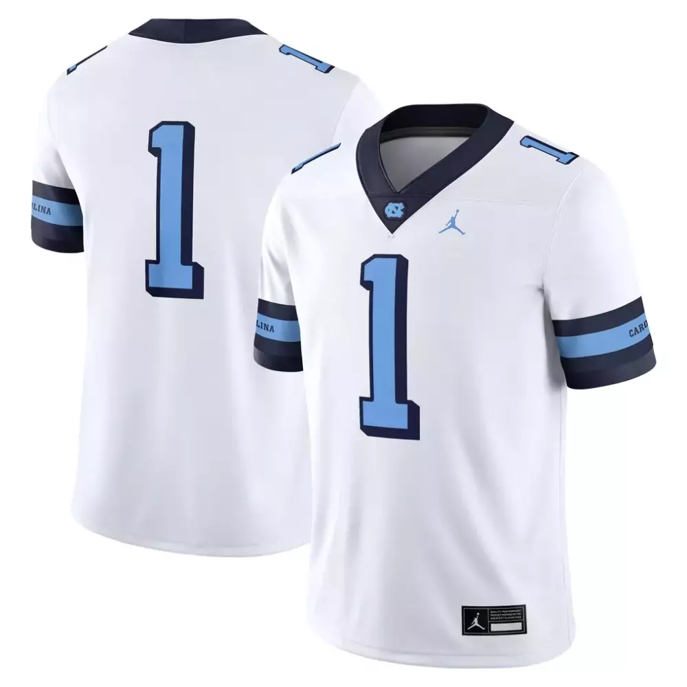 Custom North Carolina Tar Heels 1 Jersey White Men Stitched Navy Blue Light Alternate