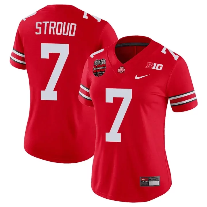 Stroud 7 Ohio State Buckeyes Jersey Red 2022 Cfp National Championship Men Authentic