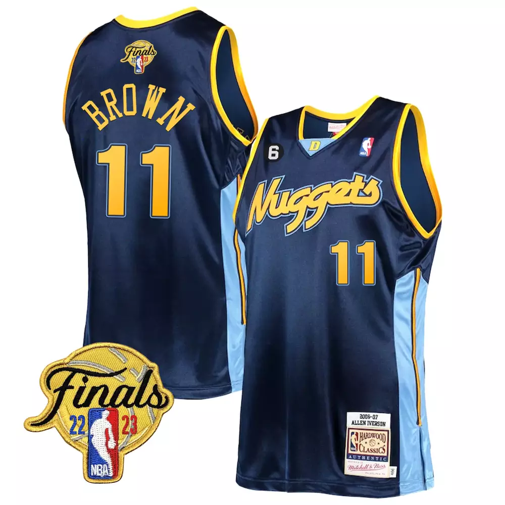 Bruce Brown 11 Denver Nuggets Jersey Navy 2006-07 Hardwood Classics 2023 Finals Men