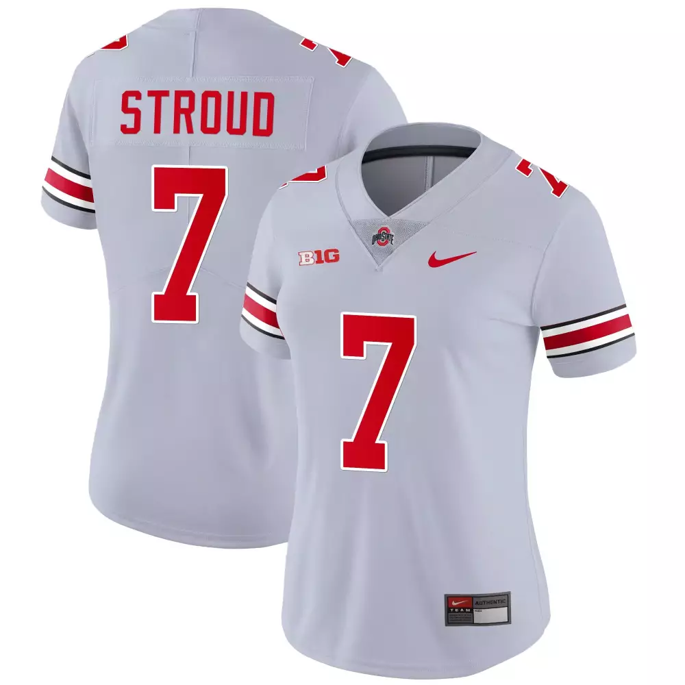 Cj Stroud 7 Ohio State Buckeyes Jersey Grey Women Authentic Alternate Red White Black
