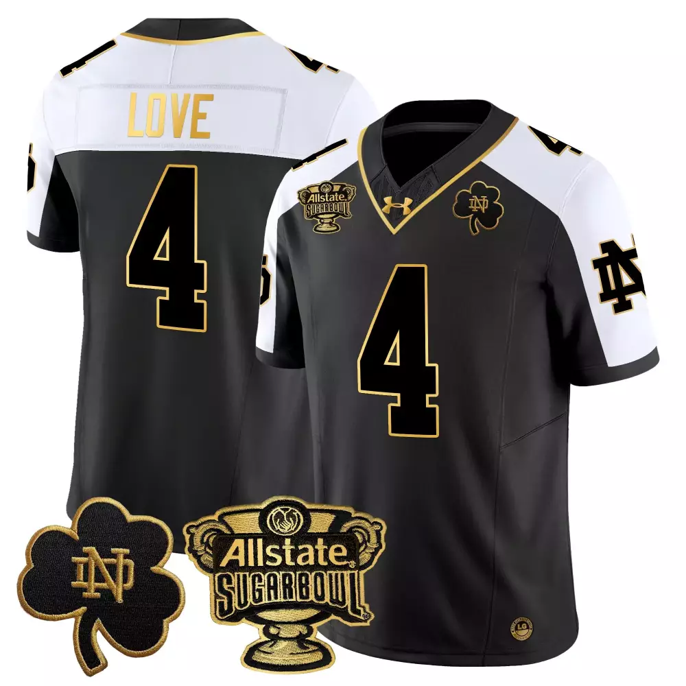 Love Fighting 4 Jersey Black Sugar Bowl Notre Dame Irish Allstate Shamrock Men Authentic