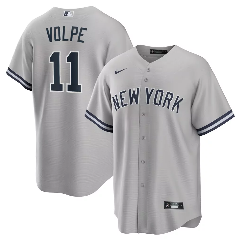 Anthony Volpe 11 New York Yankees Jersey Gray Men Authentic Alternate Navy Blue White
