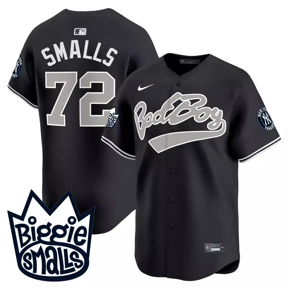 Smalls Biggie 72 New York Yankees Jersey Black Men Authentic Alternate Grey White