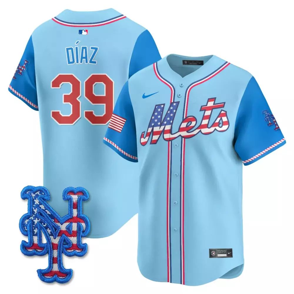 Daz Fourth 39 New York Mets Jersey Light Blue City Connect USA Flag Men Authentic