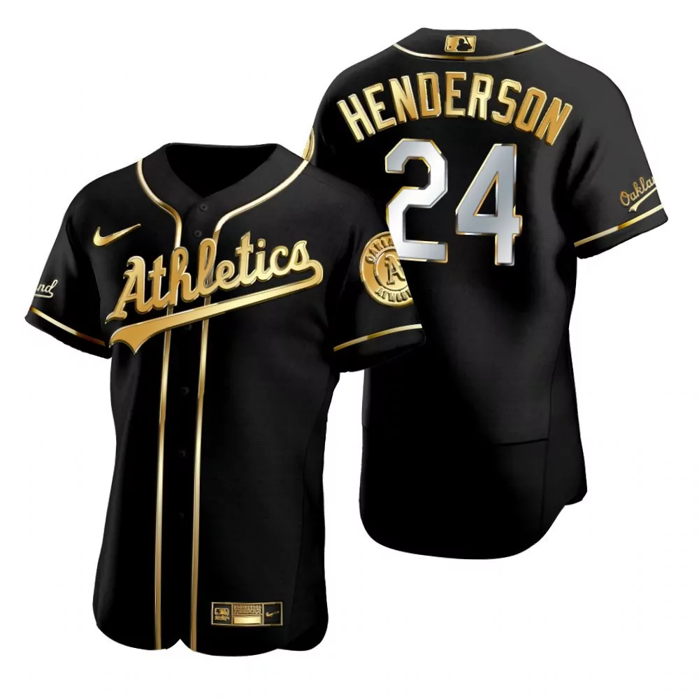 Gunnar Henderson 24 Jersey Black Oakland Athletics Men Authentic Gold All Stitched