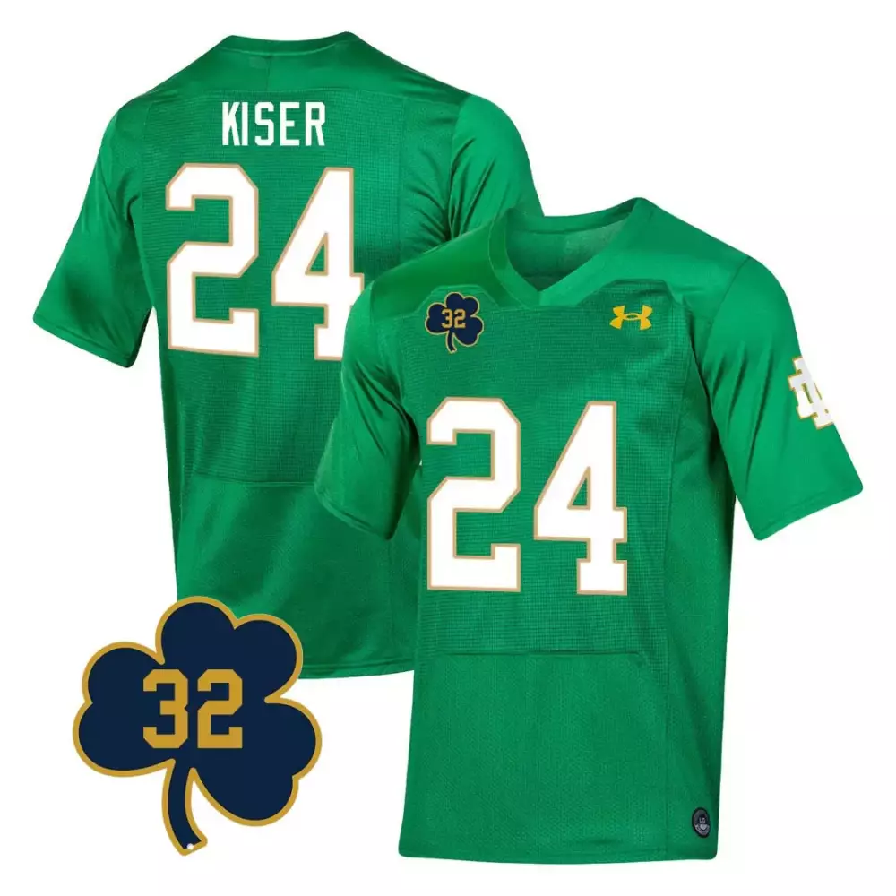 Kiser 24 Jersey Green Not Applicable Notre Dame Fighting Irish Men Stitched Gold