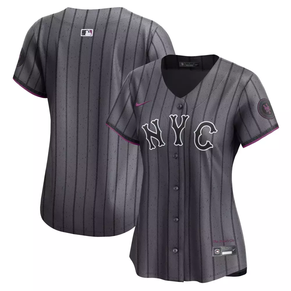 Custom New York Mets Jersey Grey The Darkest City Team Women Authentic Alternate