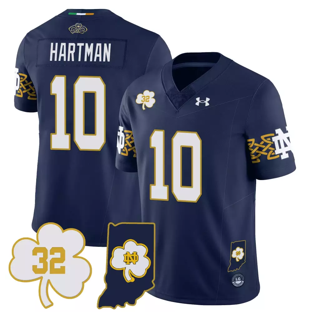 Sam Hartman 10 Jersey Navy Blue Indiana State Notre Dame Fighting Irish Men Stitched