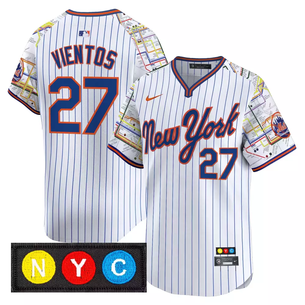 Vientos Nyc 27 New York Mets Jersey White City Connect Men Authentic Custom Design