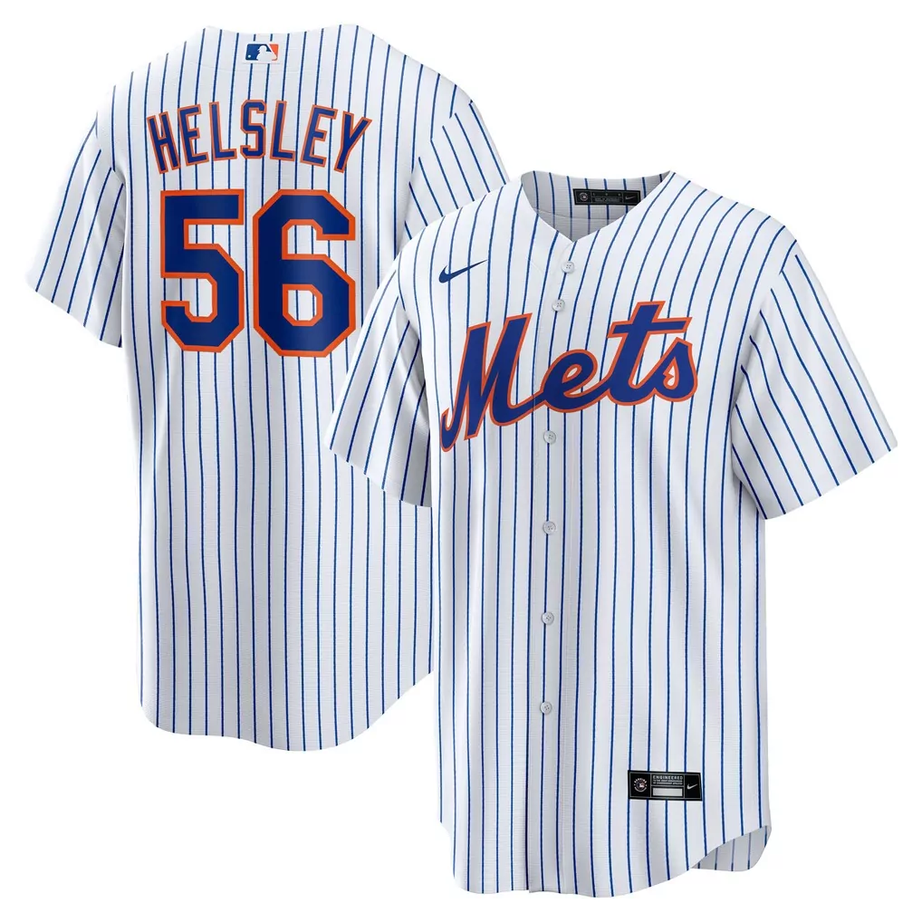 Ryan Helsley 56 New York Mets Jersey White Men Authentic Blue Orange Home Replica