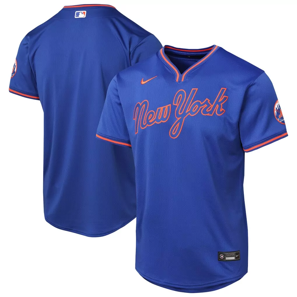 Custom New York Mets Jersey Royal Blue City Connect Men Authentic Design Orange Limited