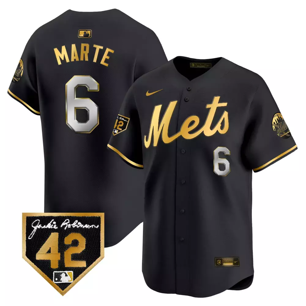 Marte 6 New York Mets Jersey Black Jackie Robinson Day 42 Men Authentic Alternate