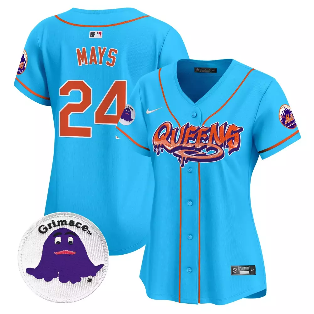 Willie Mays 24 New York Mets Jersey Blue Grimace Women Authentic Alternate Custom Design