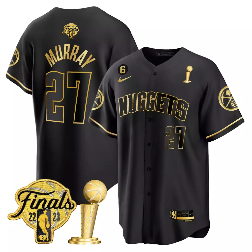 Jamal Murray 27 Denver Nuggets Jersey Black NBA Finals 2023 Men Authentic Gold All