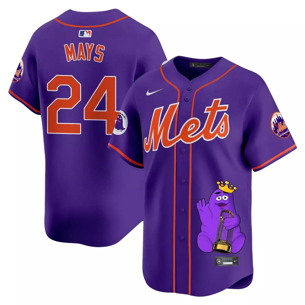 Willie Mays 24 New York Mets Jersey Purple Grimace Men Authentic Alternate Custom Design
