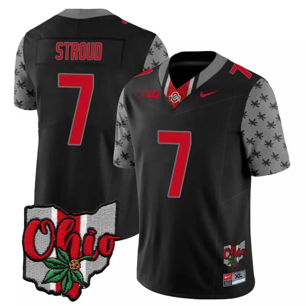 Stroud 7 Ohio State Buckeyes Jersey Black Gothic Sin City Shape Men Authentic Alternate