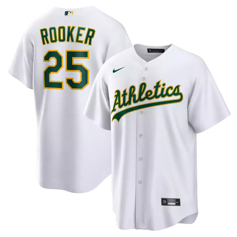 Rooker Oakland 25 Jersey White Athletics Men Stitched Green Yellow All Vapor