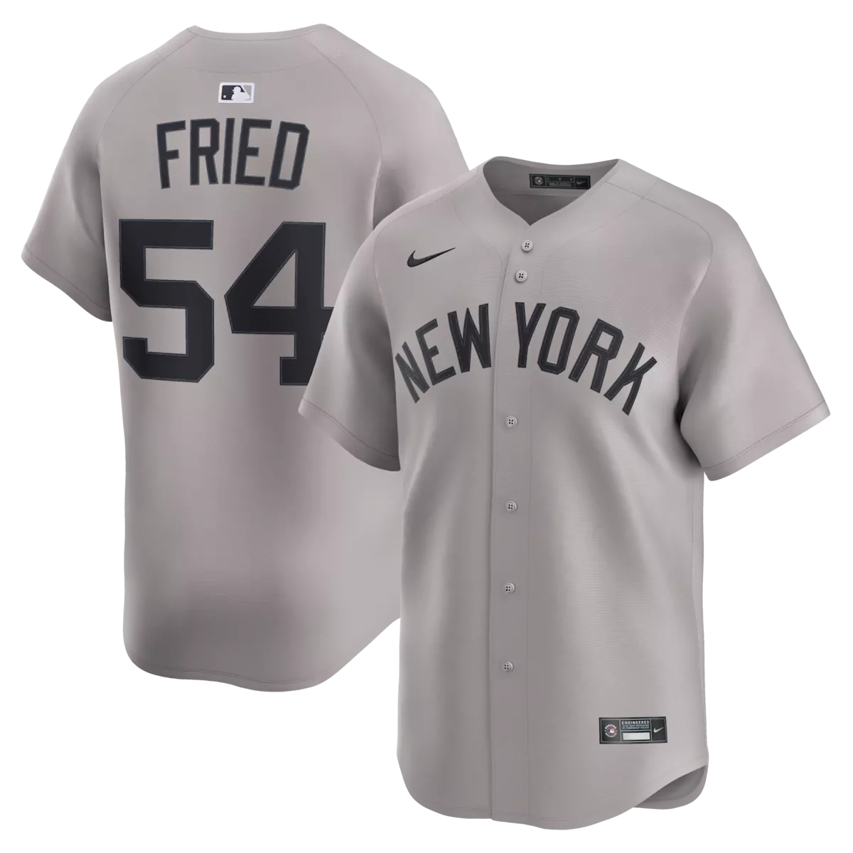 Max Fried 54 New York Yankees Jersey Grey Men Authentic Alternate Black Limited