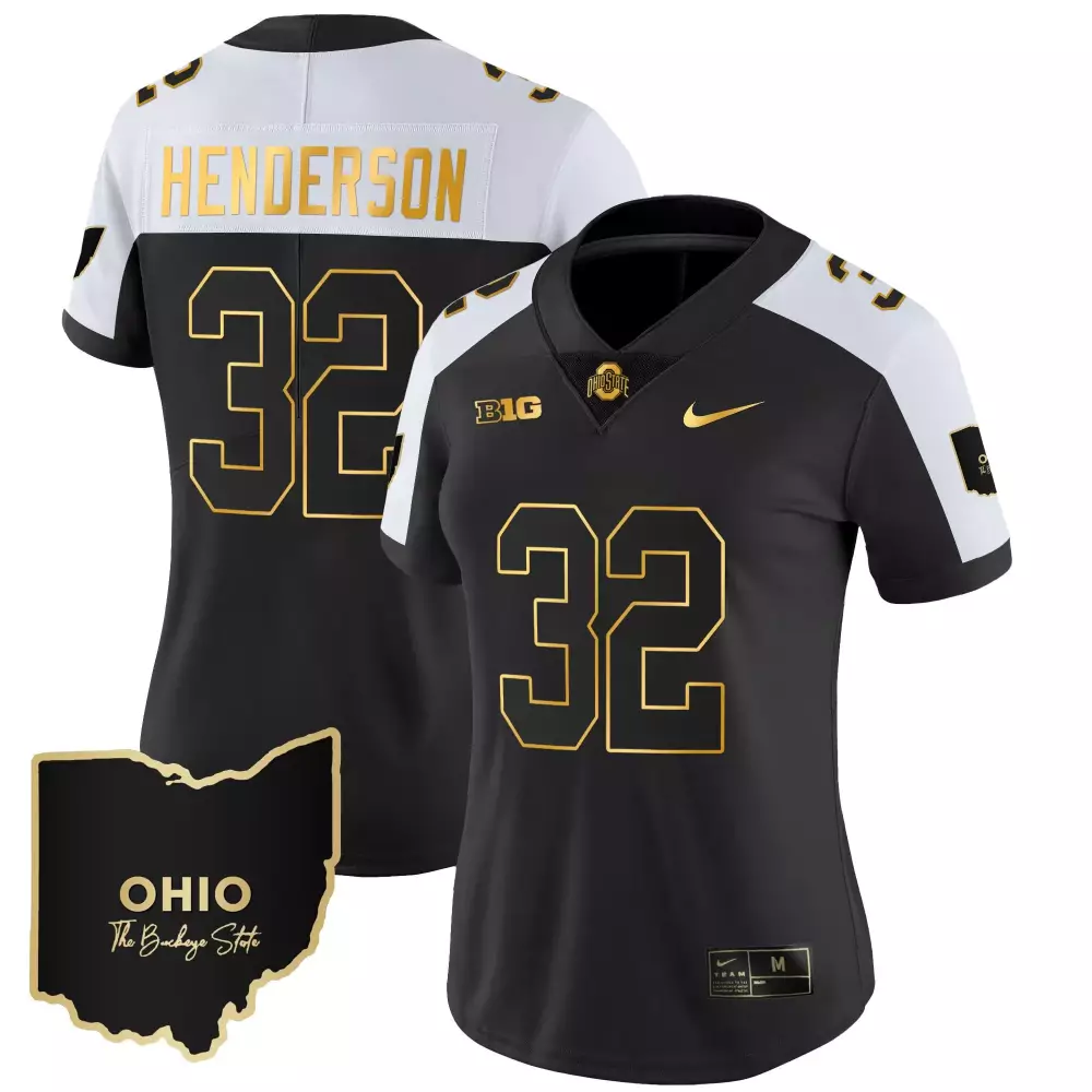 Treveyon Henderson 32 Jersey Black The Buckeye State Ohio Buckeyes Men Stitched White