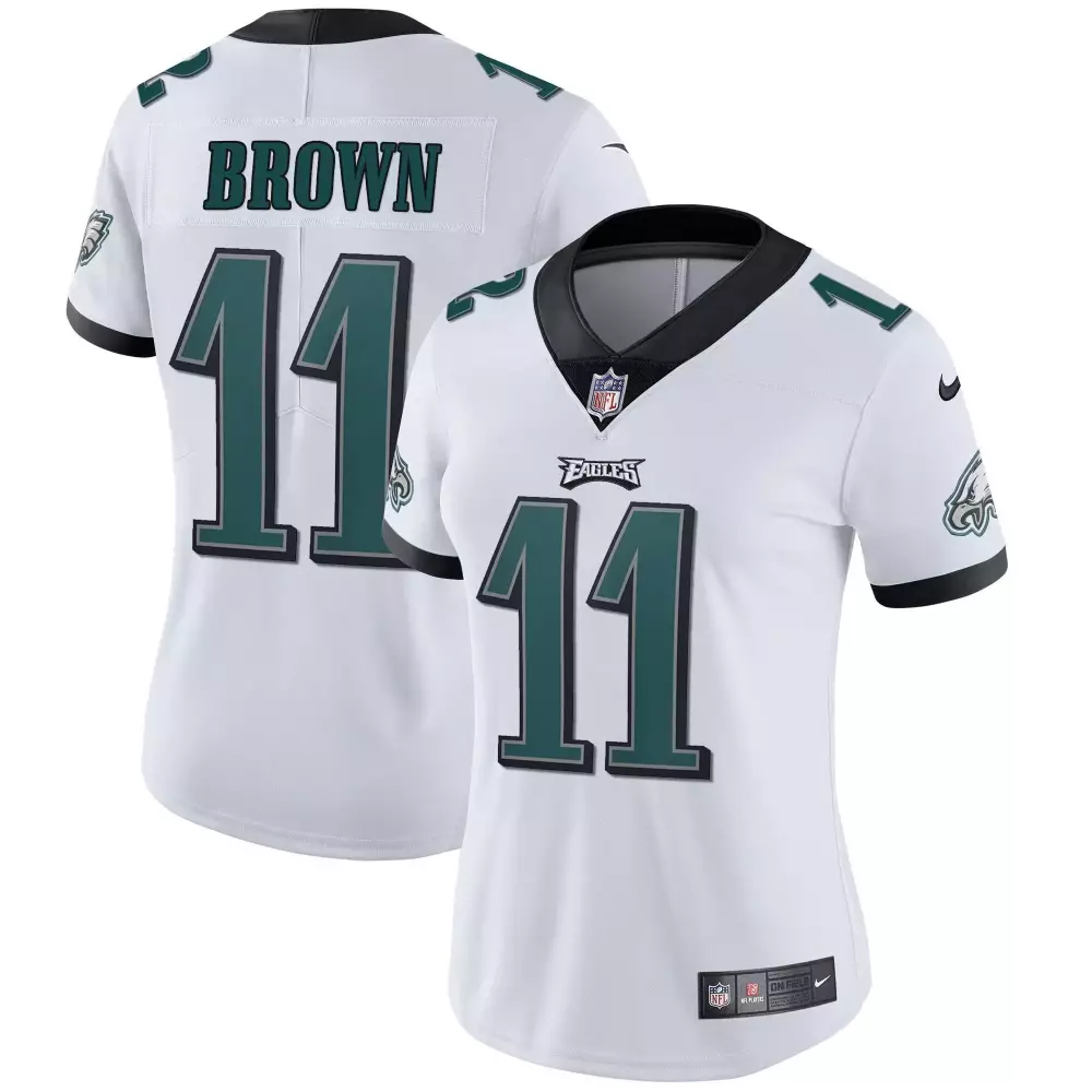 Aj Brown 11 Eagles Jersey White Women Player Black Green Vapor All Stitched
