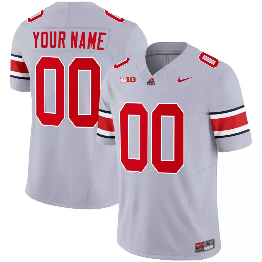 Custom Ohio State Buckeyes Jersey Grey Men Replica Alternate Red White Black Stitched