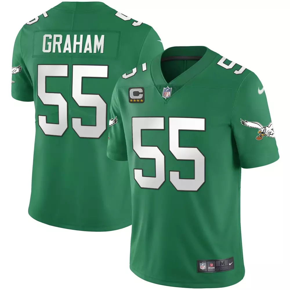 Brandon Graham 55 Jersey Green Philadelphia Eagles (captain's Patch) Men Standard