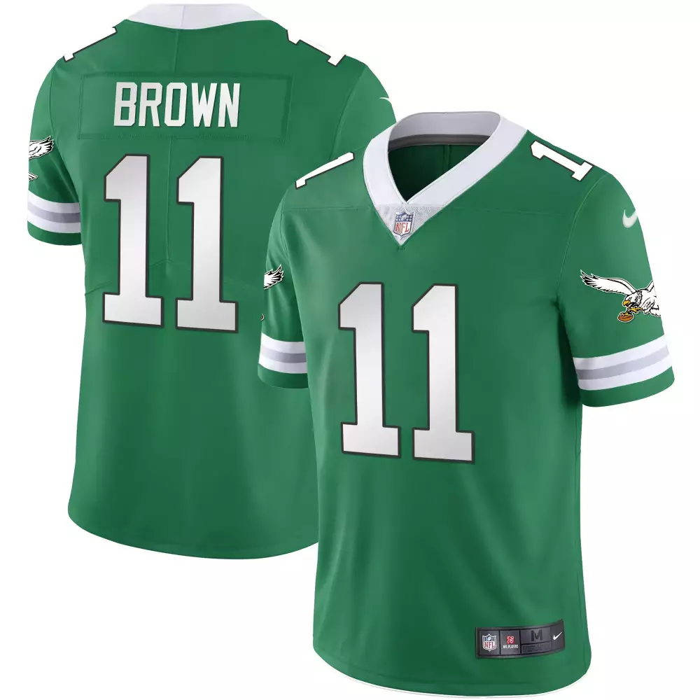 Aj Brown 11 Philadelphia Eagles Jersey Green Men Official White Gray Vapor Throwback