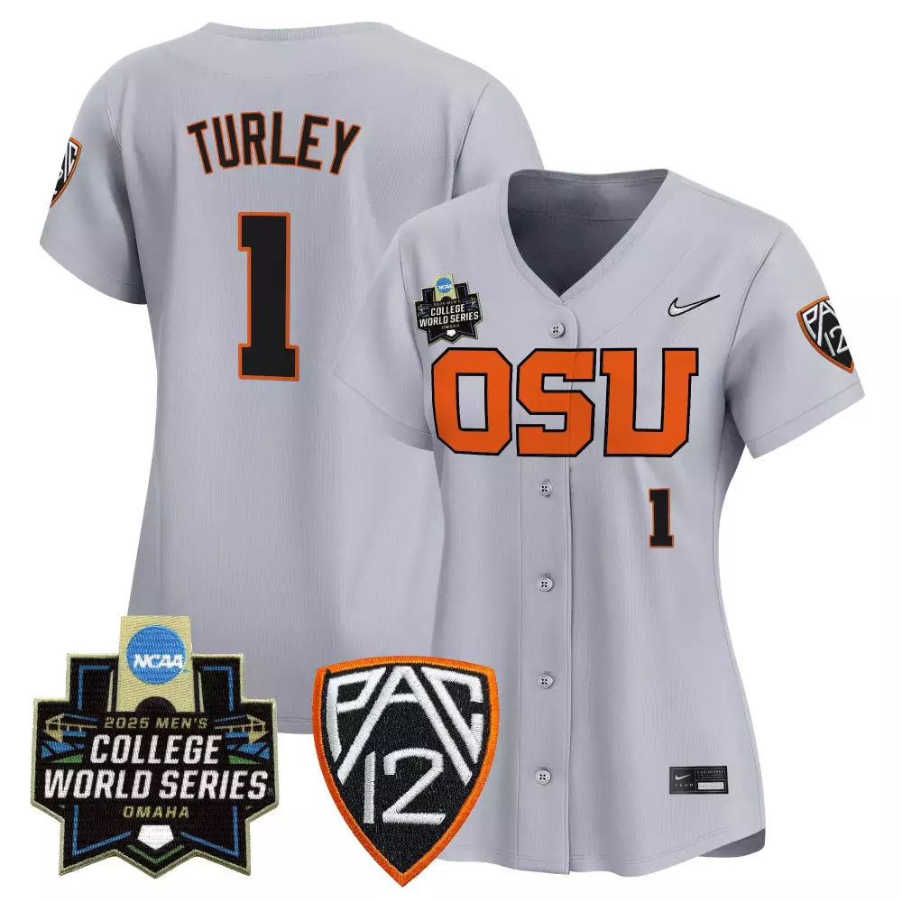 Turley State 1 Jersey Gray College World Series Oregon Beavers 2025 Women Authentic