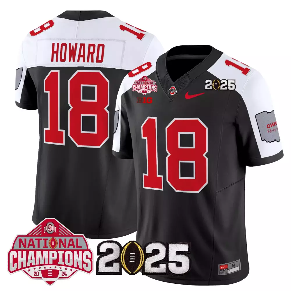 Ty Howard 18 Ohio State Buckeyes Jersey Black National Champions 2025 Men Stitched