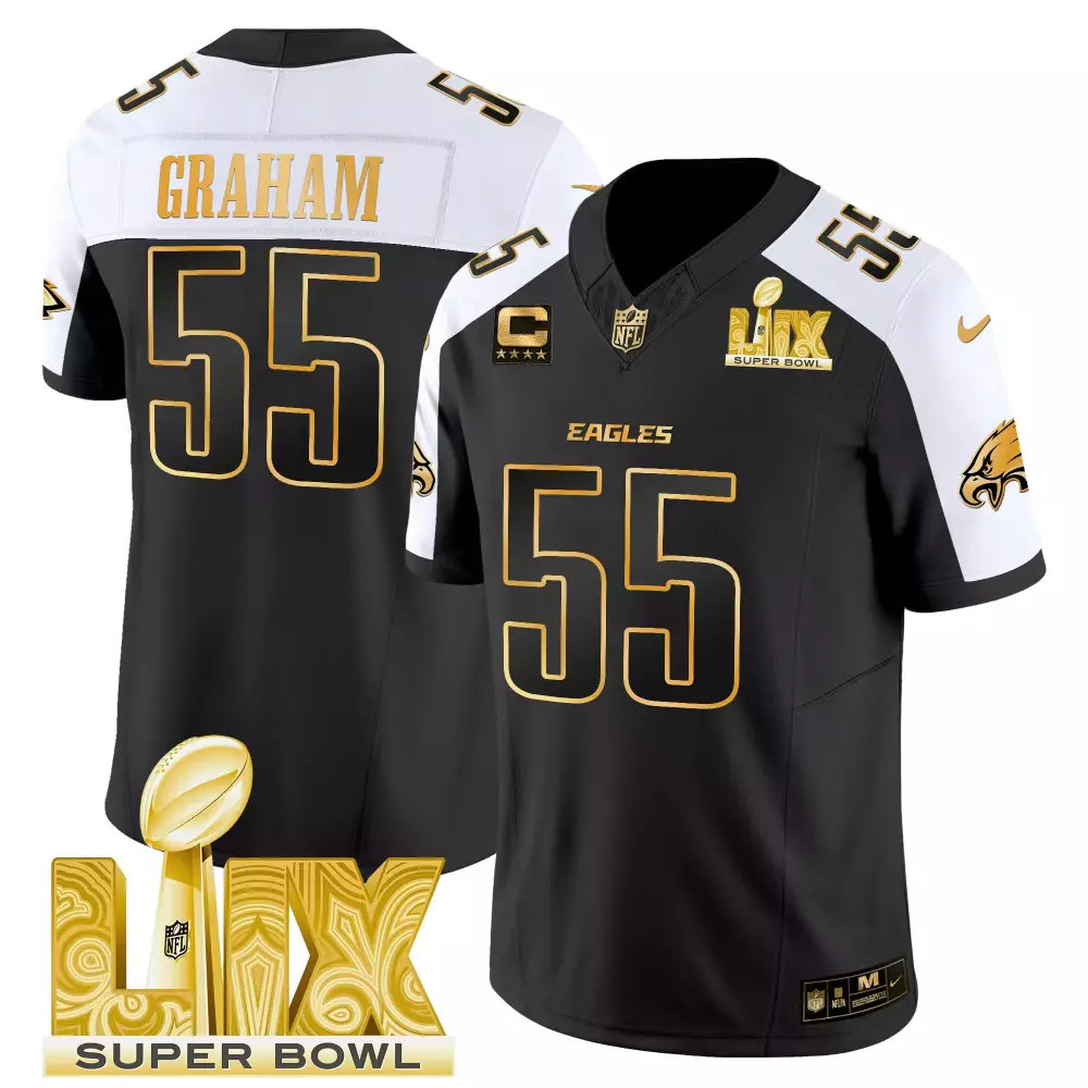 Brandon Graham 55 Eagles Jersey Black Super Bowl Lix 2023 Men Player Alternate White