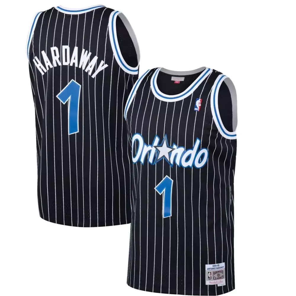 Penny Hardaway 1 Orlando Magic Jersey Black Hardwood Classics 1995 Men Authentic
