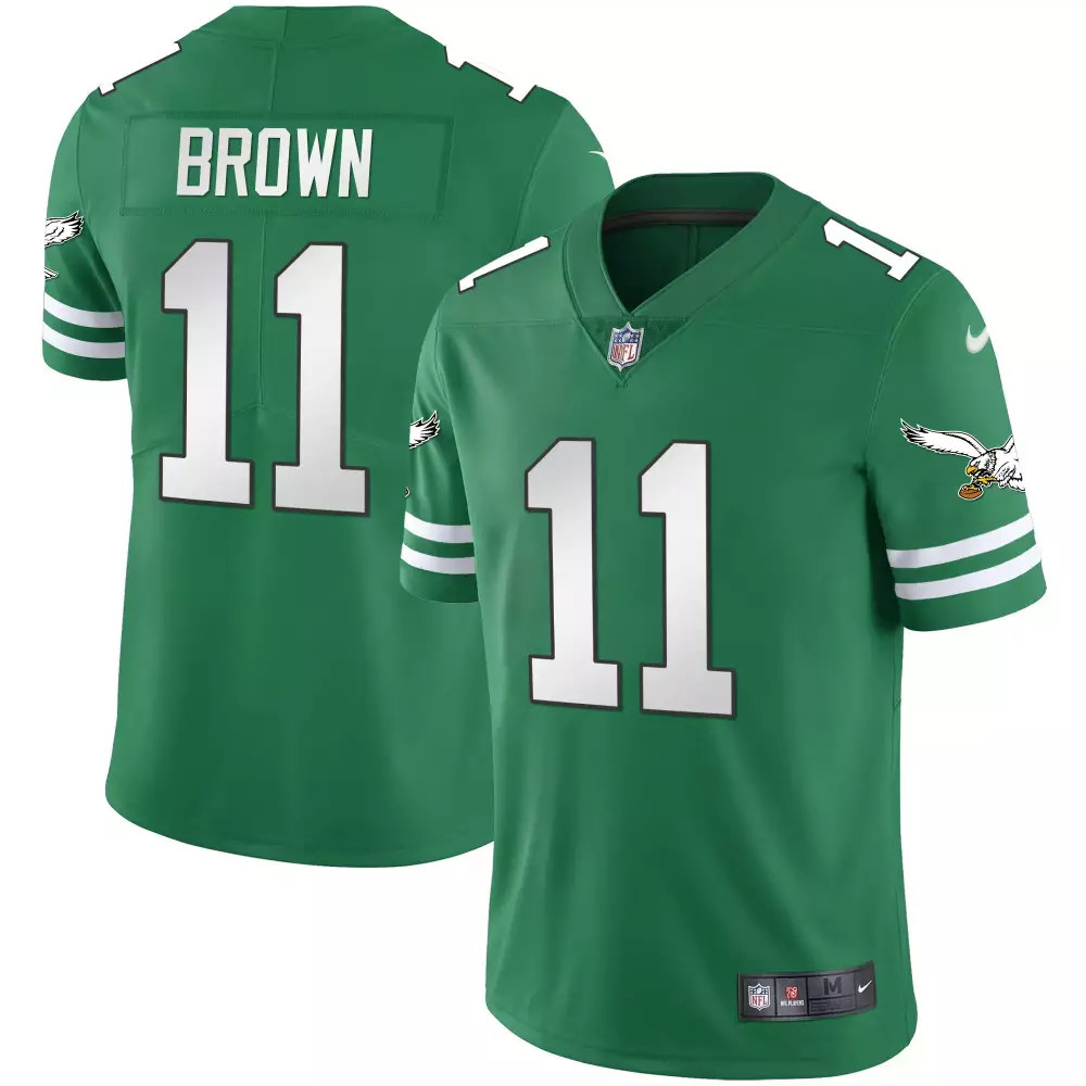 Brown 11 Philadelphia Eagles Jersey Green Men Standard White All Stitched Vapor