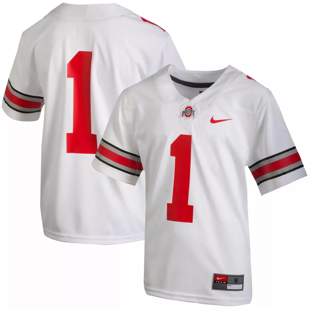 Custom Ohio State Buckeyes 1 Jersey White Men Replica Red Gray Black All Stitched