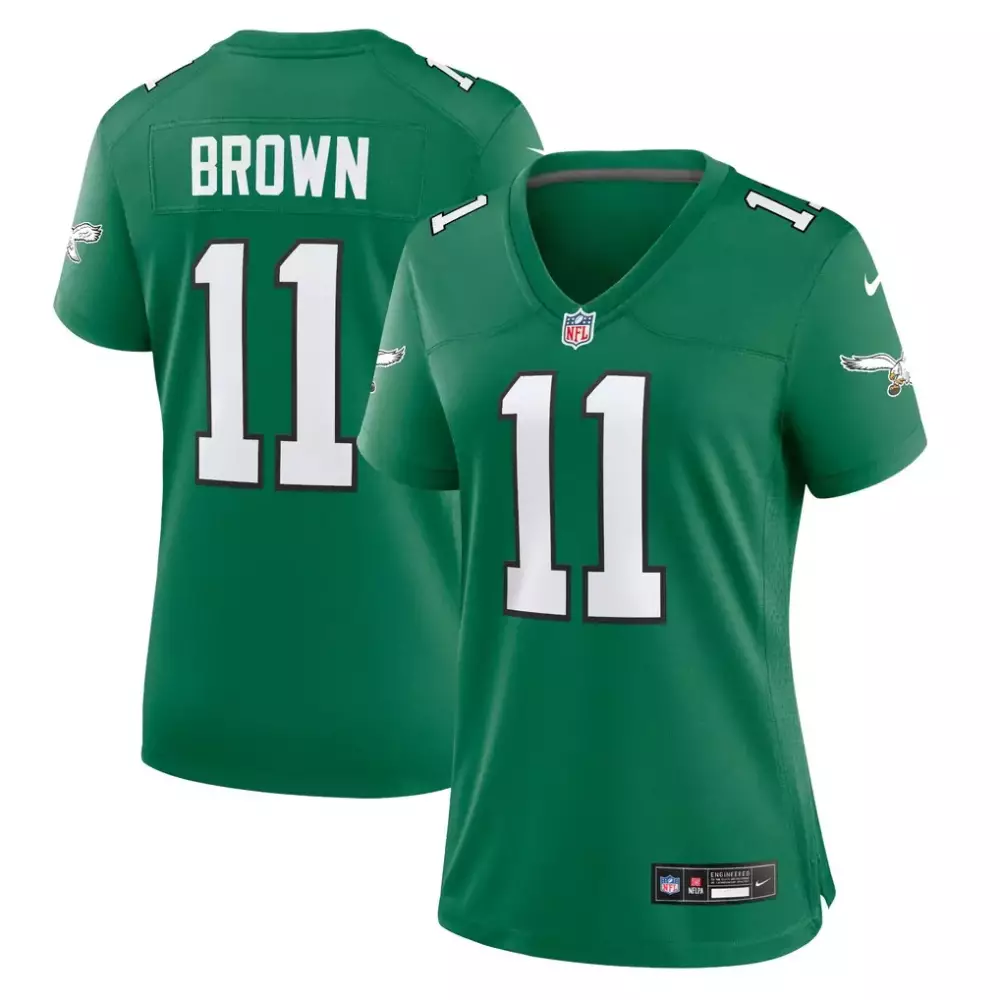 Brown 11 Philadelphia Eagles Jersey Green Women White Black