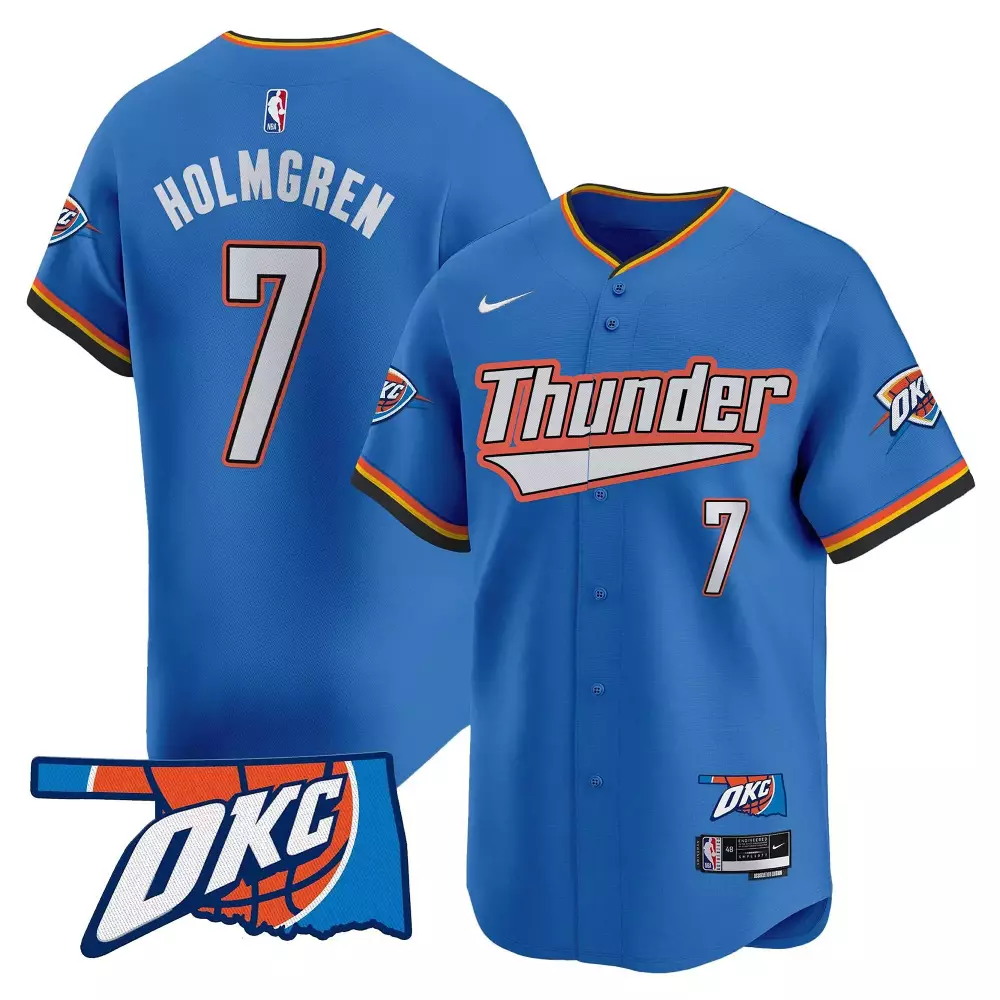 Chet Holmgren 7 Jersey Blue City Connect Oklahoma Thunder Men Authentic White Orange