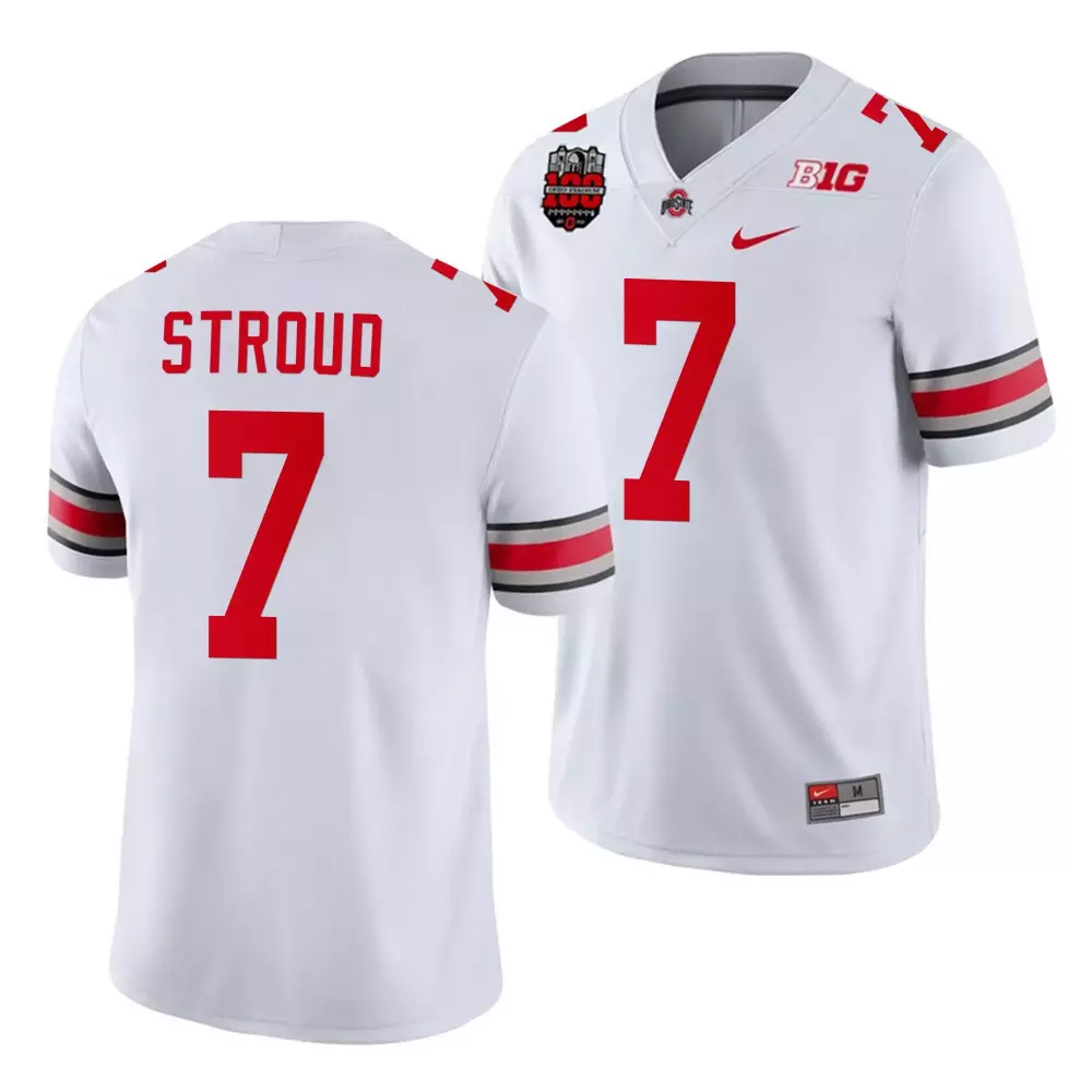 Cj Stroud 7 Ohio State Buckeyes Jersey White Cfp Championship Game Men Stitched Red