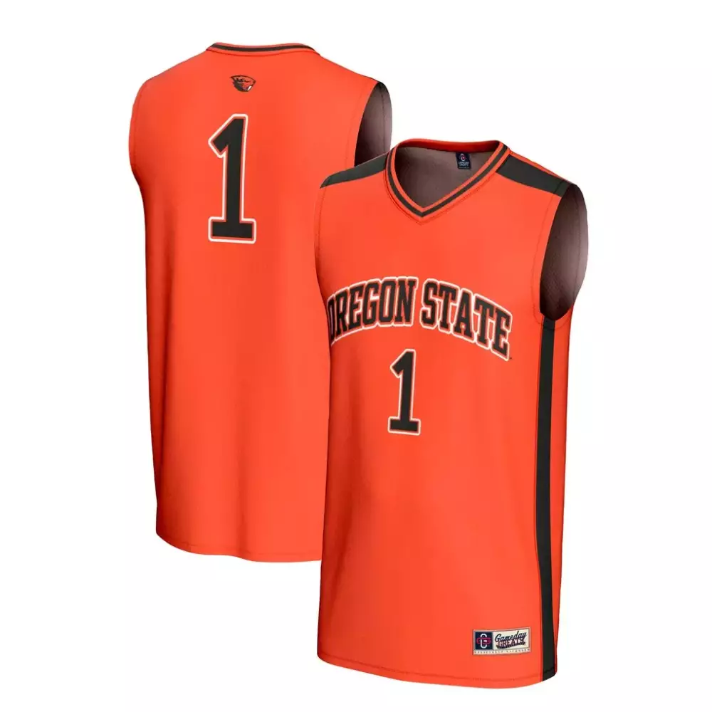 Custom Oregon State Beavers 1 Jersey Orange Men Replica Black Gameday Fashion