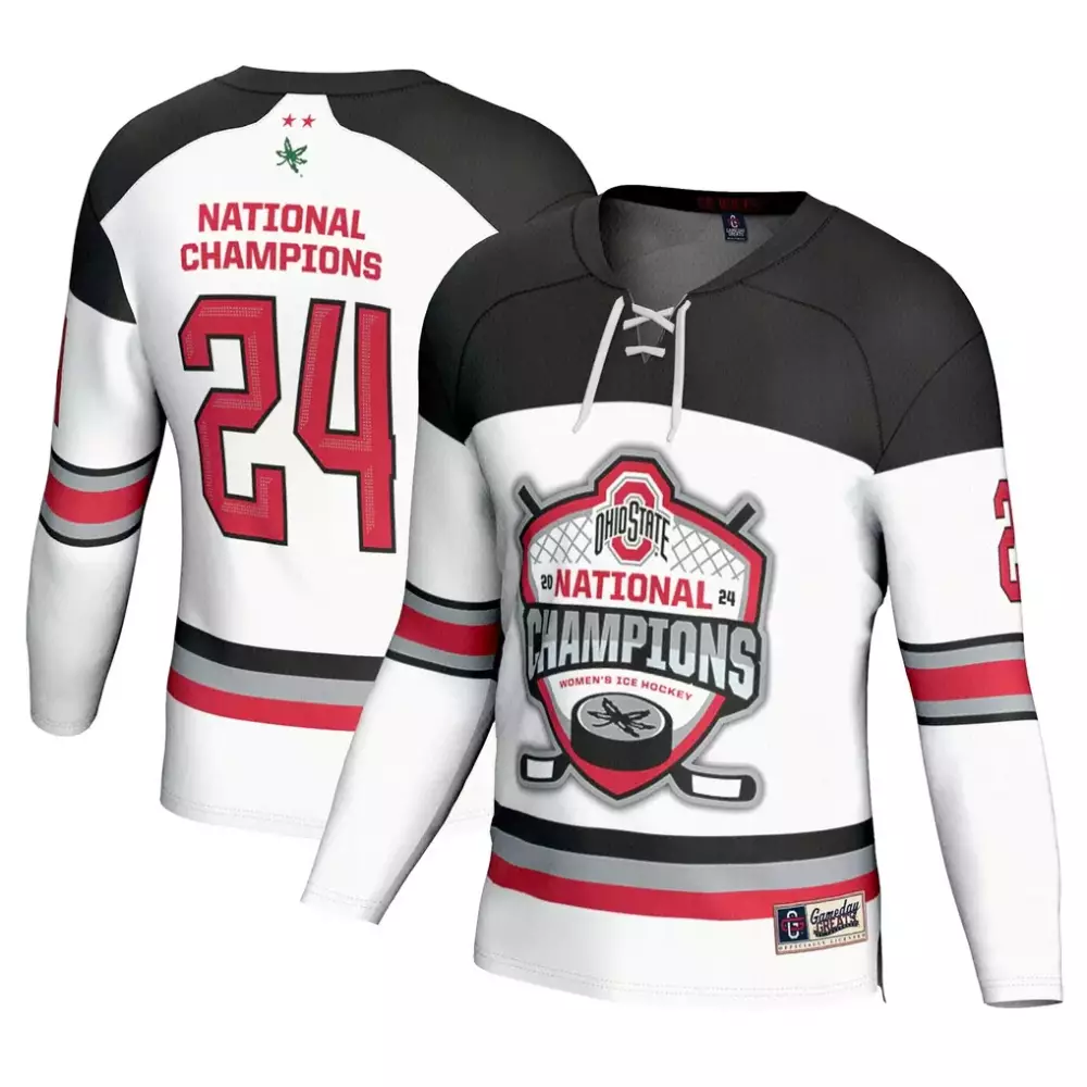 Custom Ohio State 24 Jersey White National Champions 2024 Women Stitched Black Red