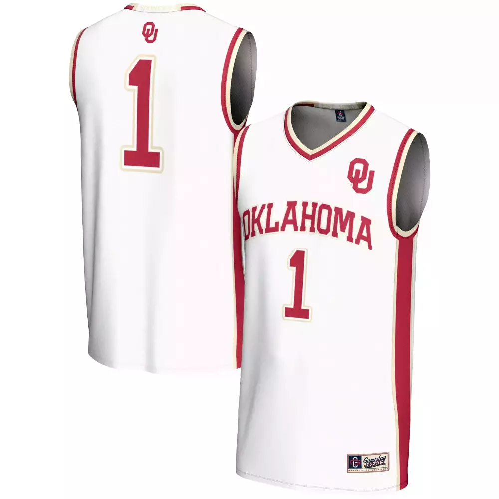 Custom Oklahoma Sooners 1 Jersey White Men Replica Red Cream All Stitched Vapor