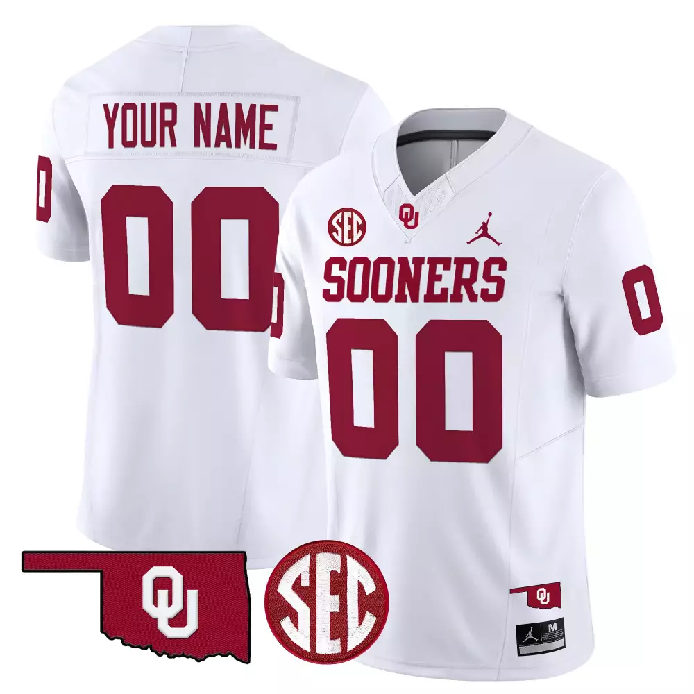 Custom Oklahoma Sooners Jersey White Men Stitched Crimson