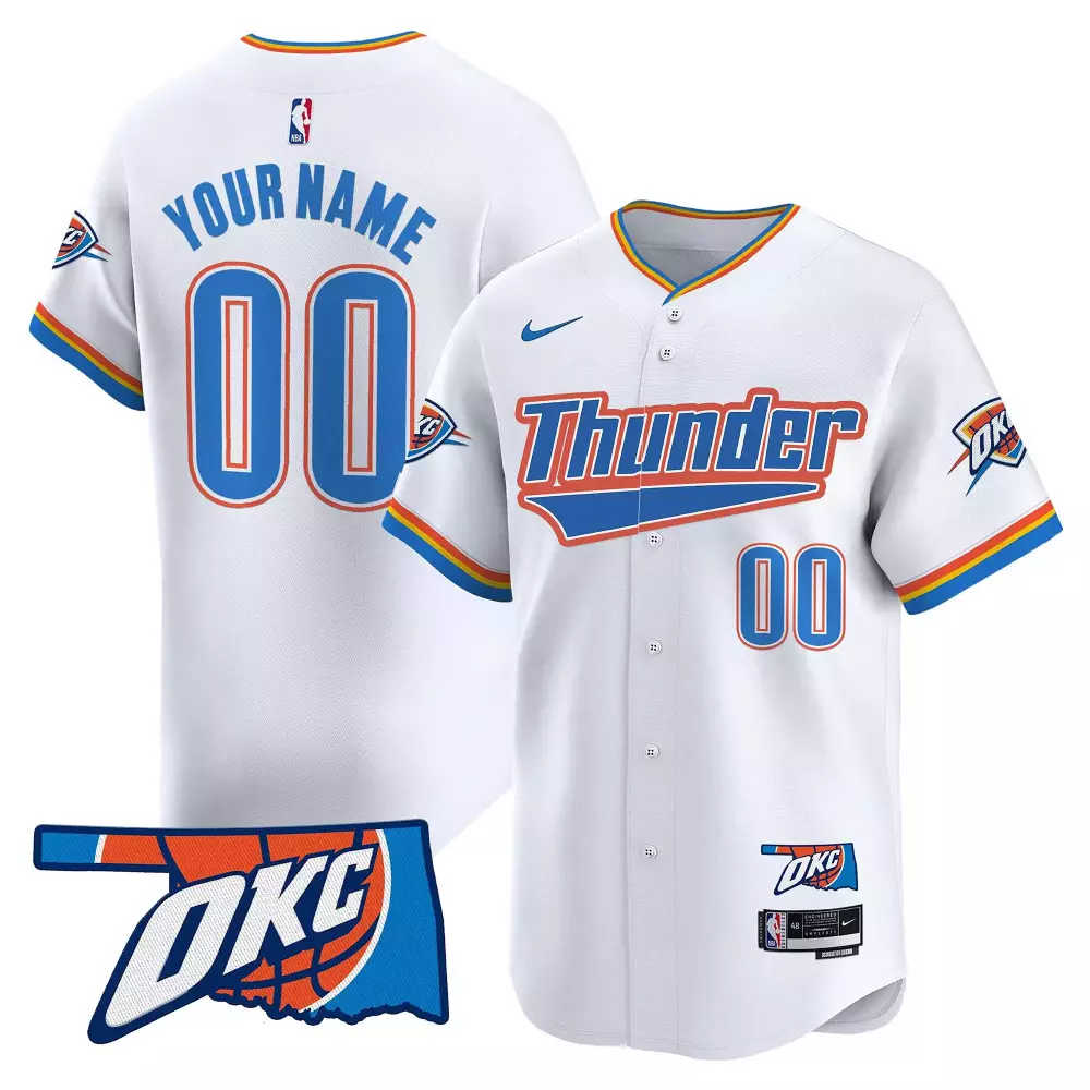 Custom Oklahoma City Thunder Jersey White Men Authentic Alternate Blue Orange Yellow
